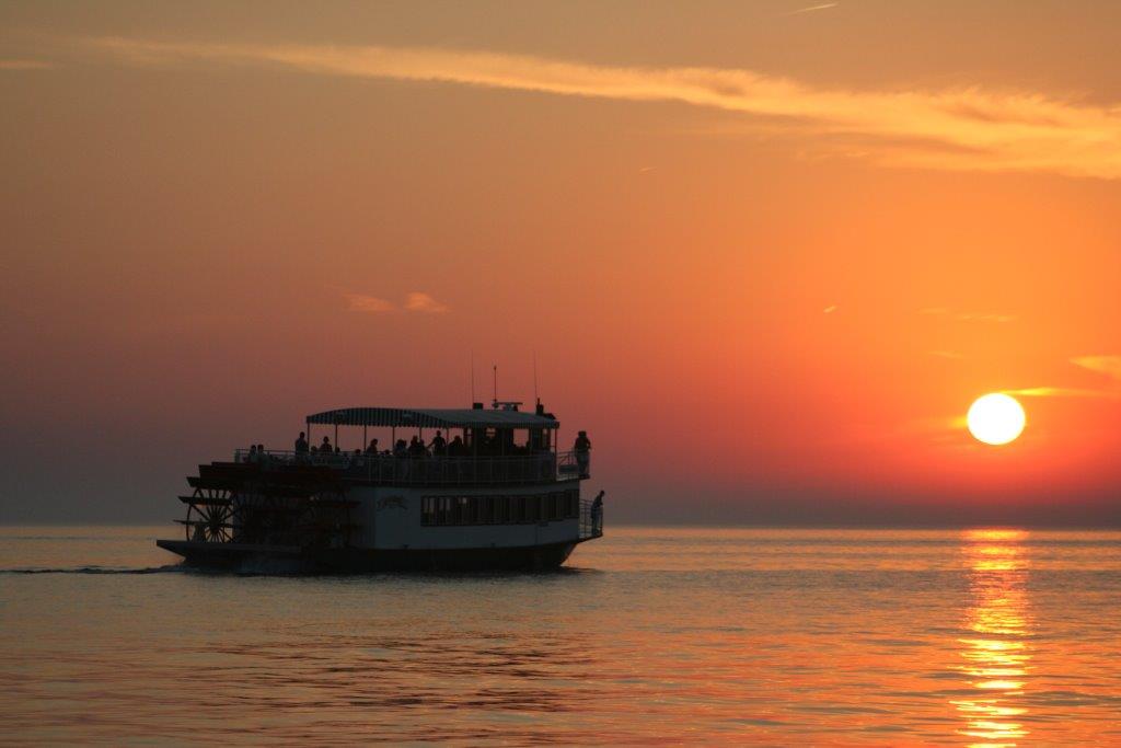 Sunset on Lake Michigan looking at The Star of Saugatuck